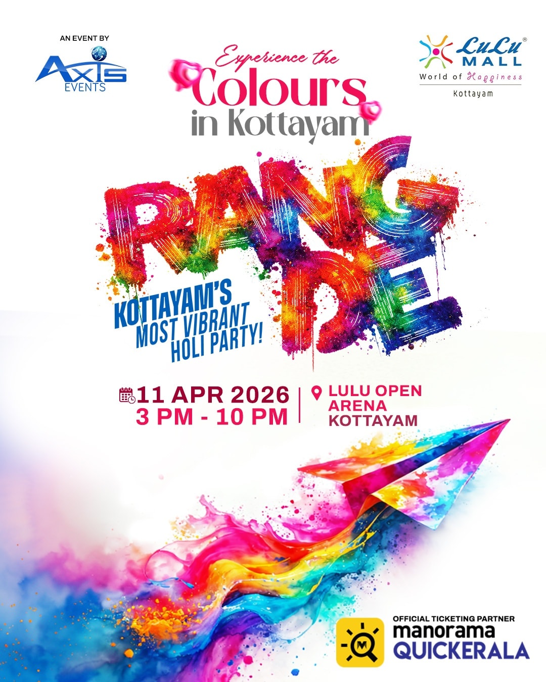 RANG DE β Kottayamβs Most Vibrant Holi Party