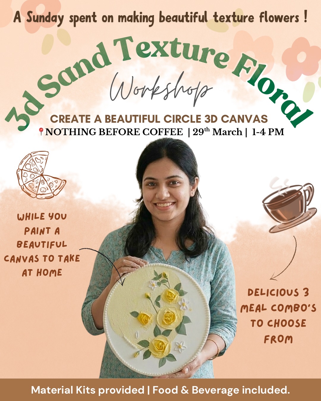 3D Sand Texture Floral Art Workshop | Bangalore