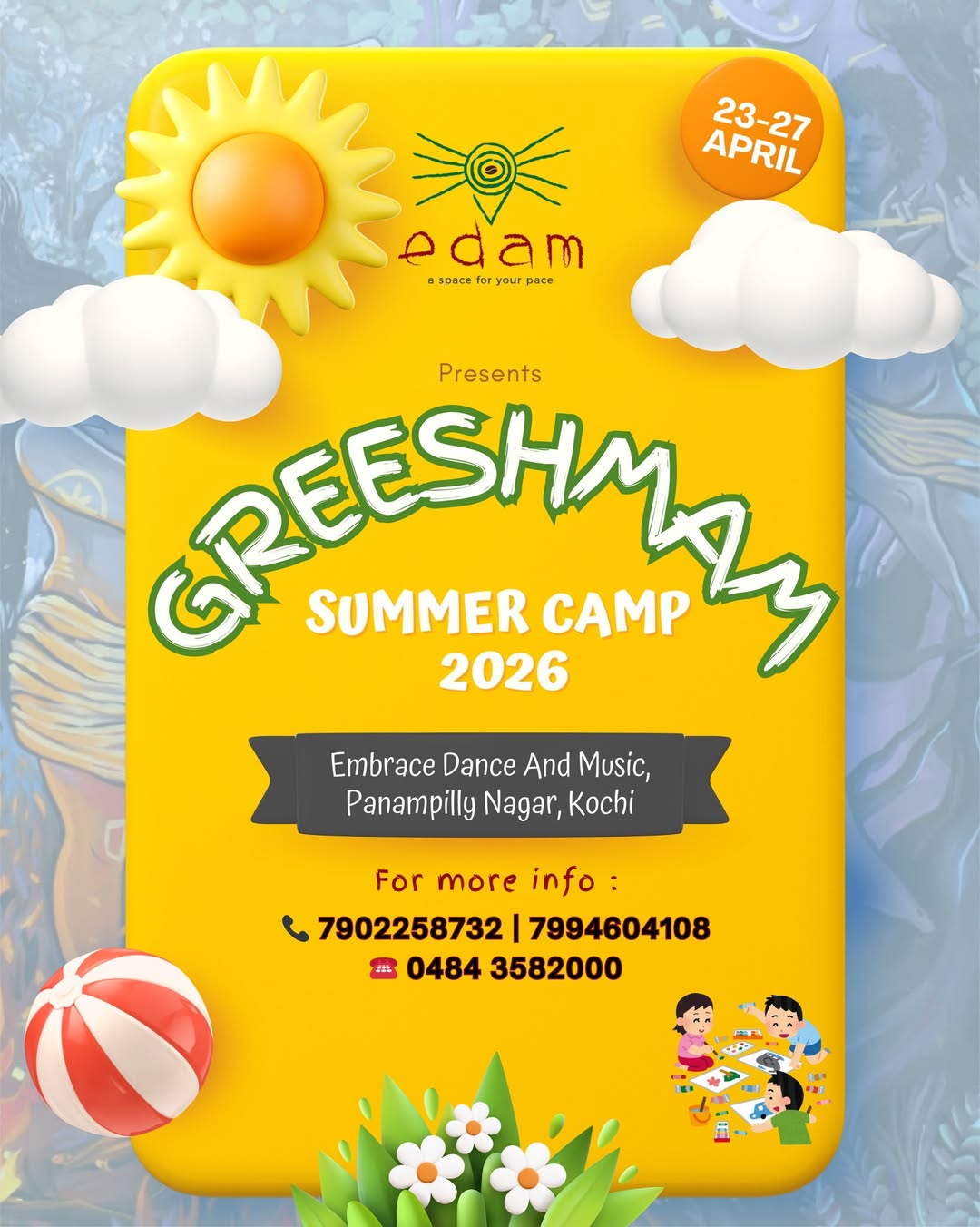 Greeshmam Summer Camp 2026 – Art, Dance & Music for Kids | Kochi