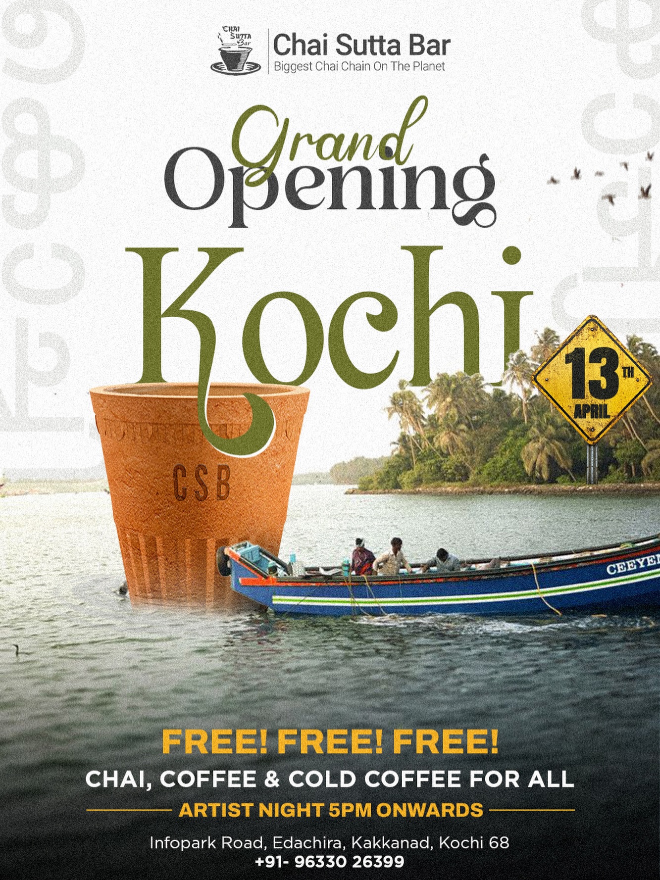 Chai Sutta Bar Grand Opening + Artist Night | Kochi