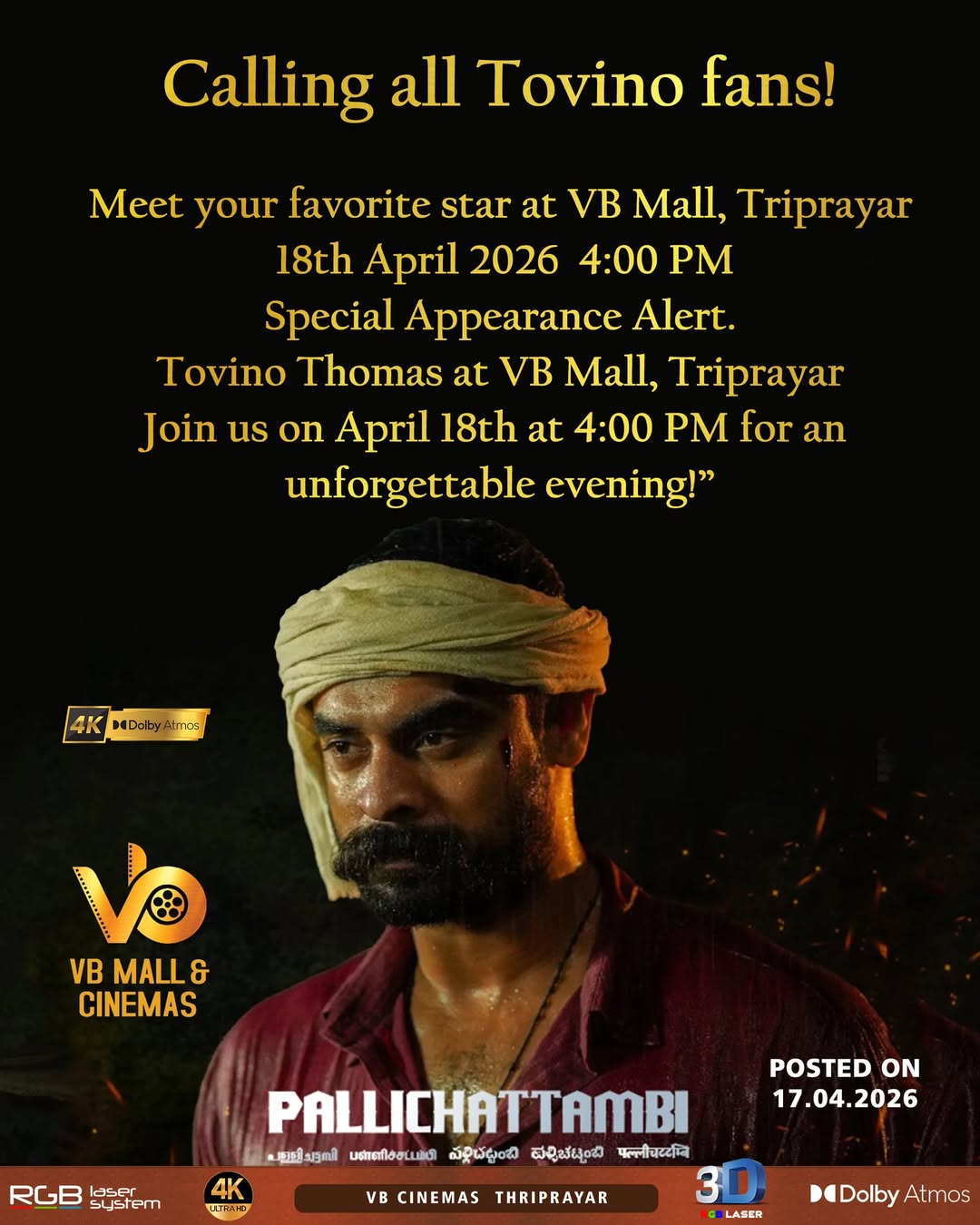 Meet & Greet with Tovino Thomas | Pallichattambi | VB Mall, Triprayar