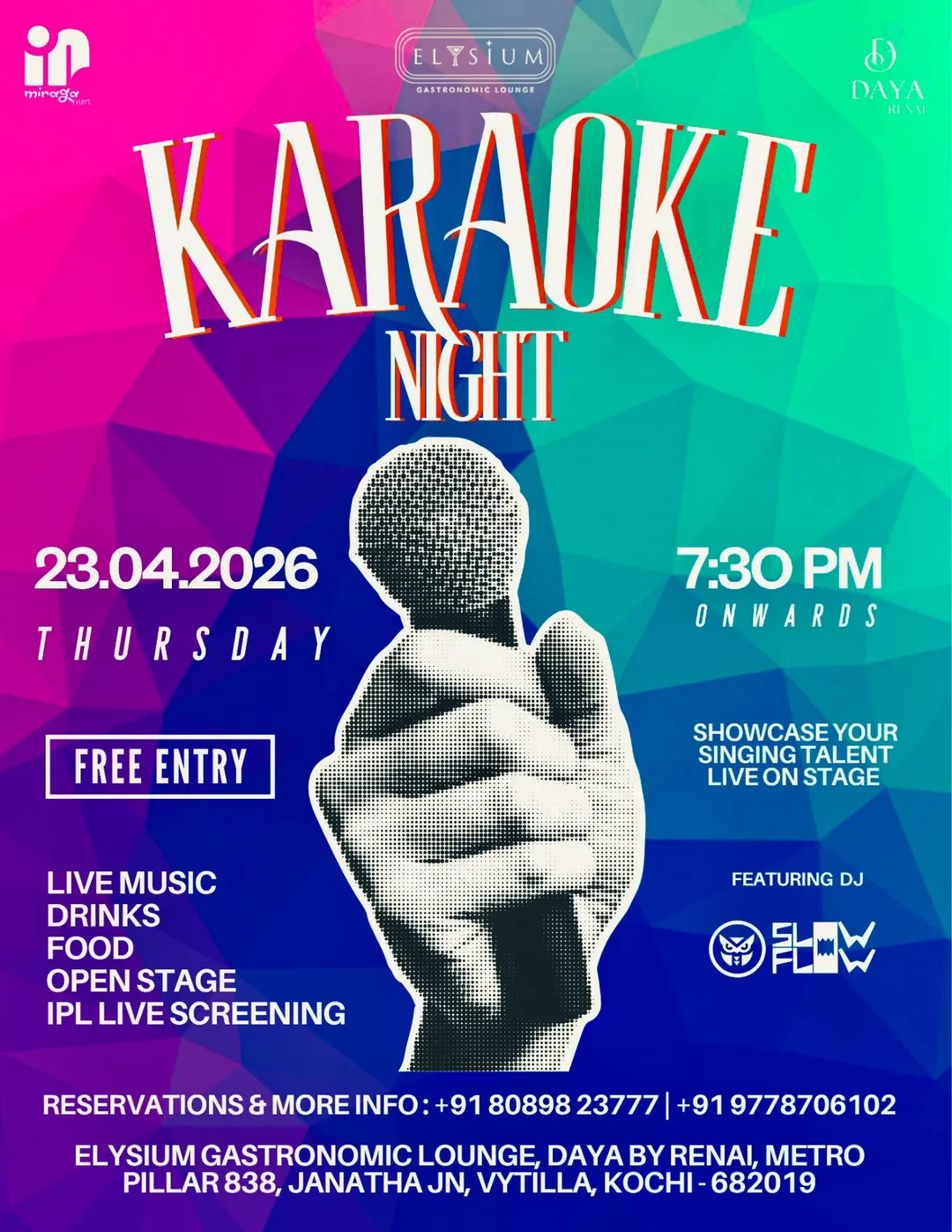 Karaoke Night | Open Stage at Elysium Gastronomic Lounge, Daya by Renai, Vyttila, Kochi