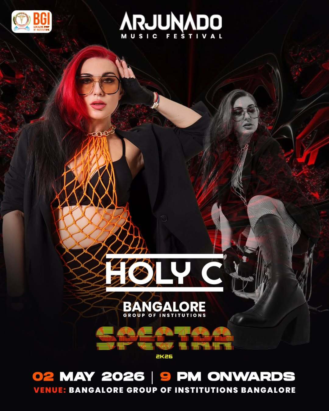 Spectra 2K26 – DJ Holy C Live | Bangalore Group of Institutions | Powered by Arjunado Music Festival