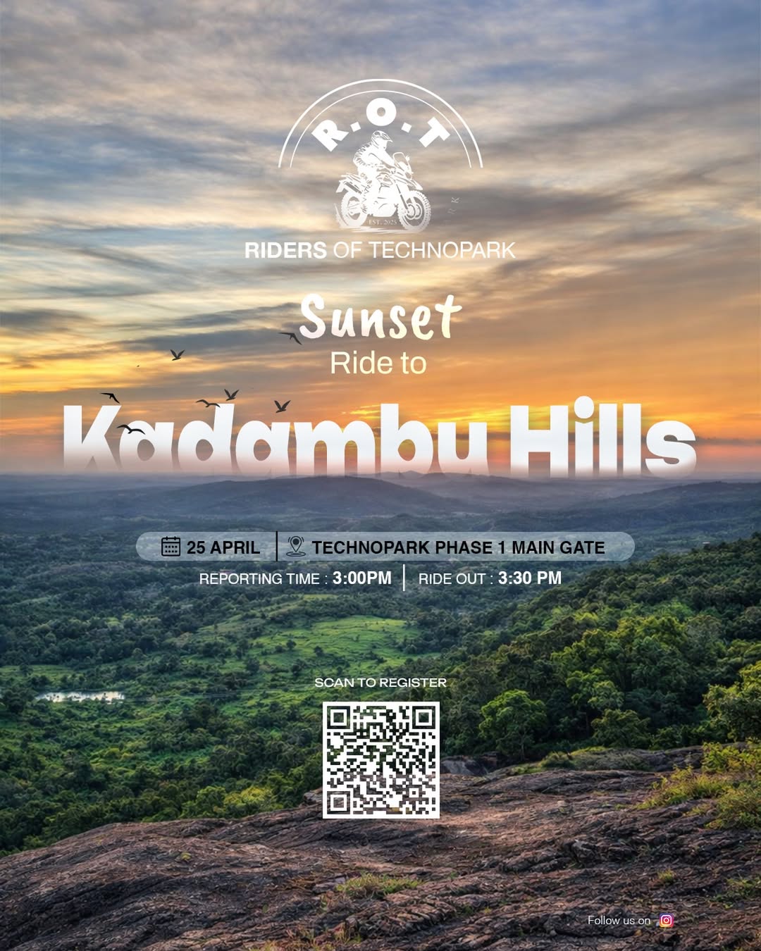 Sunset Ride to Kadambu Hills | Riders of Technopark