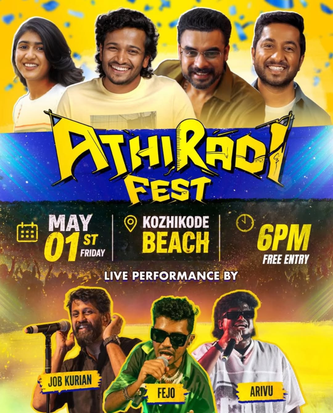 Athiradi Fest at Kozhikode Beach | Athiradi Movie Promotion Ft. Basil Joseph, Tovino Thomas, Riya Shibu, Vineeth Sreenivasan