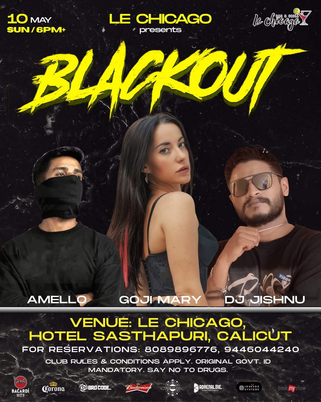 BLACKOUT Techno Night Ft. Goji Mary, Amello, and DJ Jishnu | Le Chicago Calicut