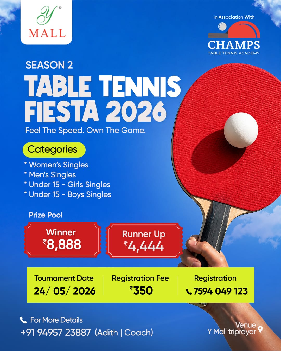 Table Tennis Fiesta Season 2 | Y Mall, Triprayar