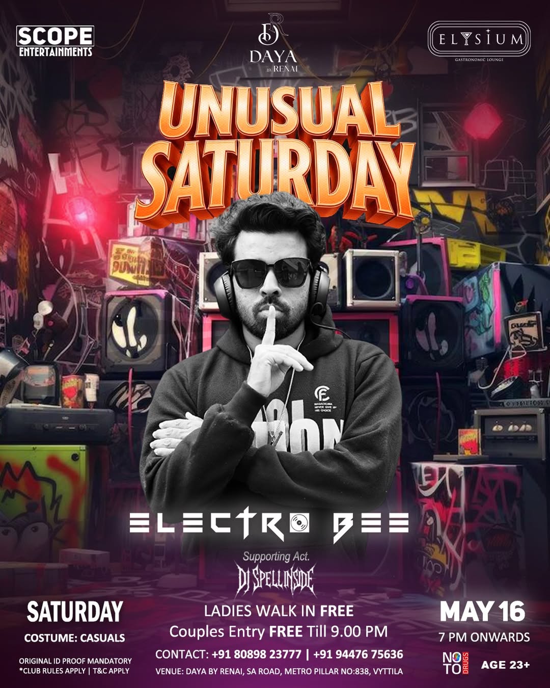 Unusual Saturday Ft. DJ Electro Bee | Elysium Gastronomic Lounge, Vyttila, Kochi