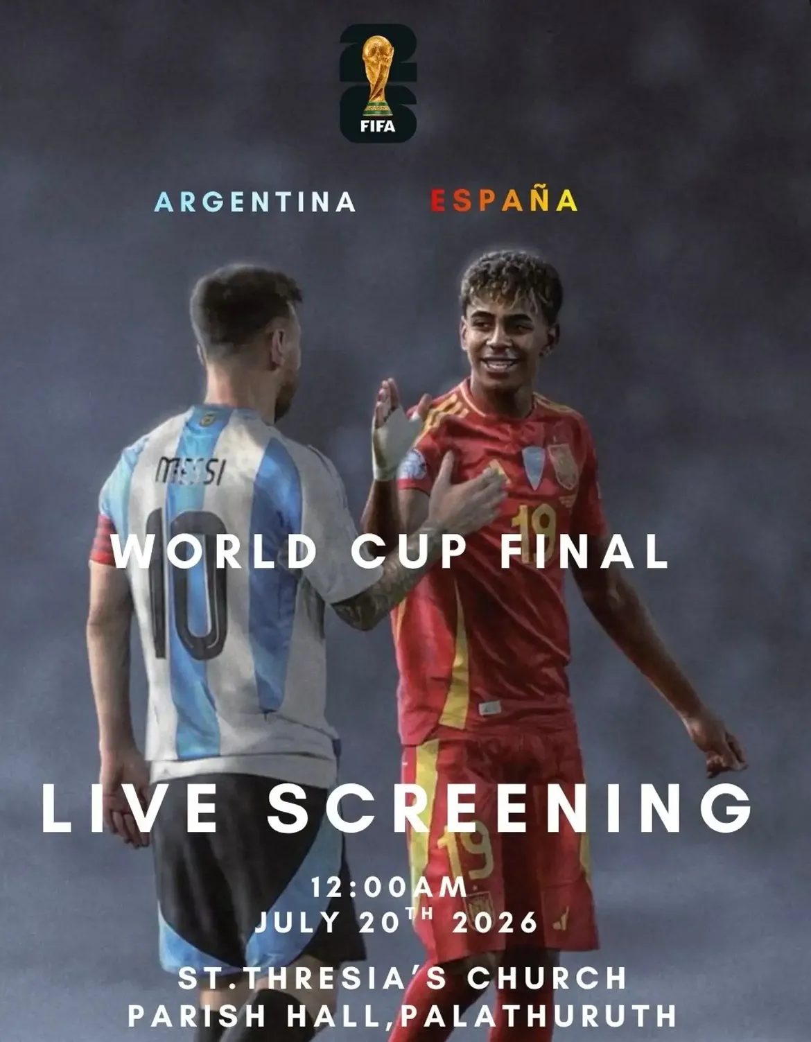 World Cup Final Live Screening | Argentina vs Spain | St. Theresia's Church Parish Hall, Palathuruth