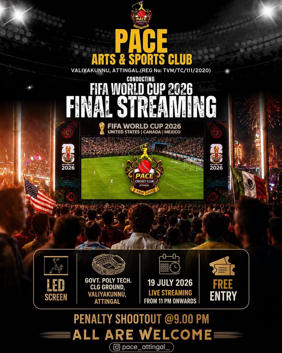 FIFA World Cup 2026 Final Streaming | Govt. Polytechnic College Ground, Valiyakunnu, Attingal