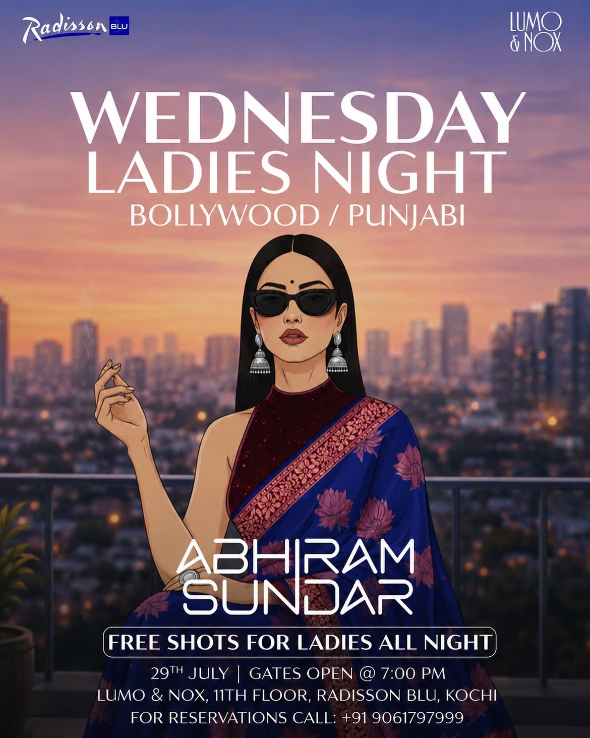 Wednesday Ladies Night by Abhiram Sundar | Lumo & Nox, 11th Floor, Radisson Blu, Kochi