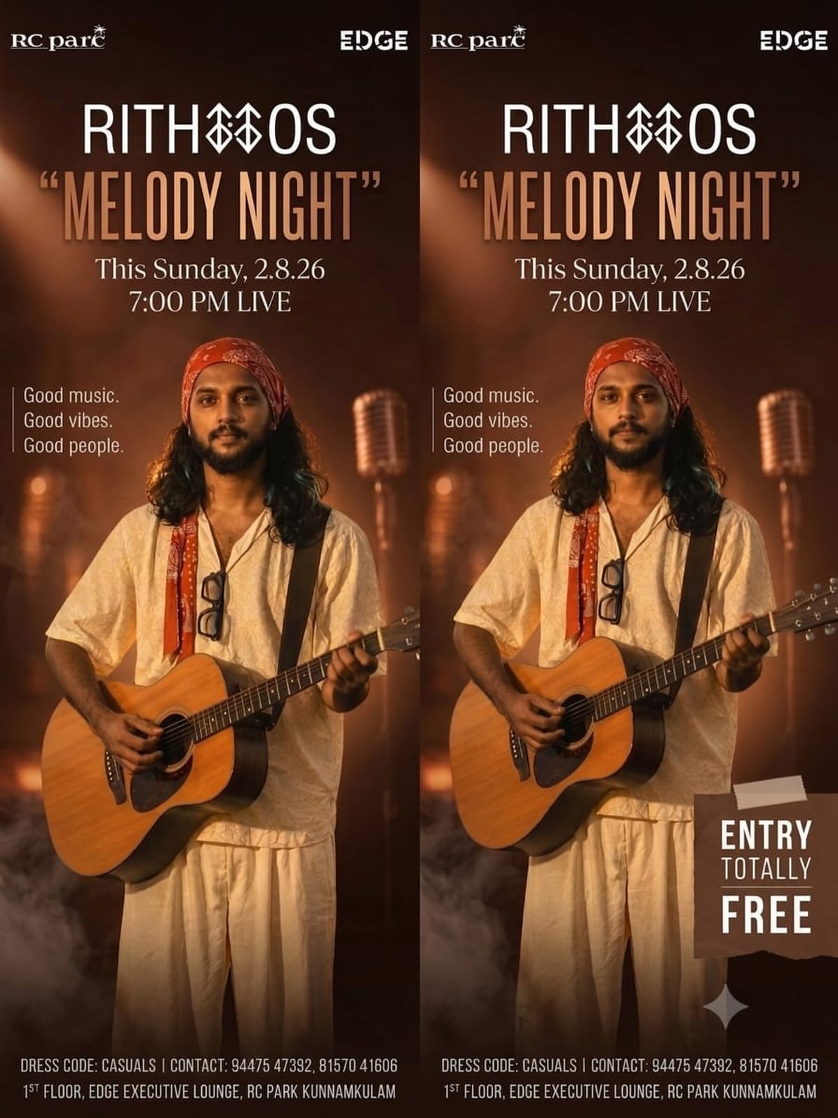 RITHOS Melody Night | EDGE Executive Lounge, RC Park, Kunnamkulam