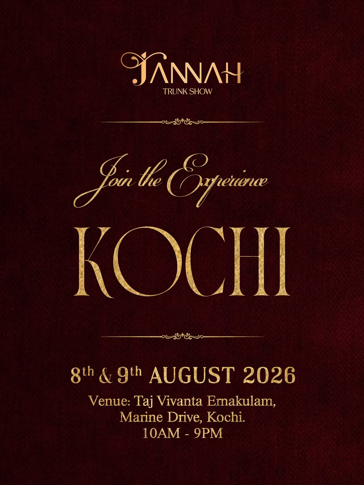 Jannah Trunk Show | Taj Vivanta, Marine Drive, Kochi