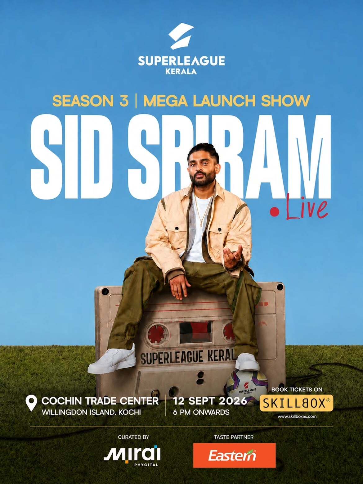 Sid Sriram Live in Kochi | Super League Kerala Season 3 Mega Launch Show | Cochin Trade Center, Willington Island