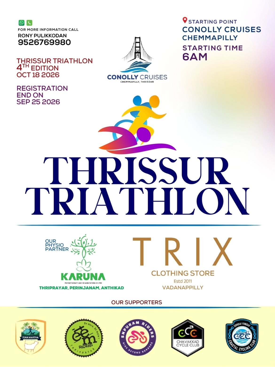Thrissur Triathlon 4th Edition | Conolly Cruises Chemmampilly, Thrissur