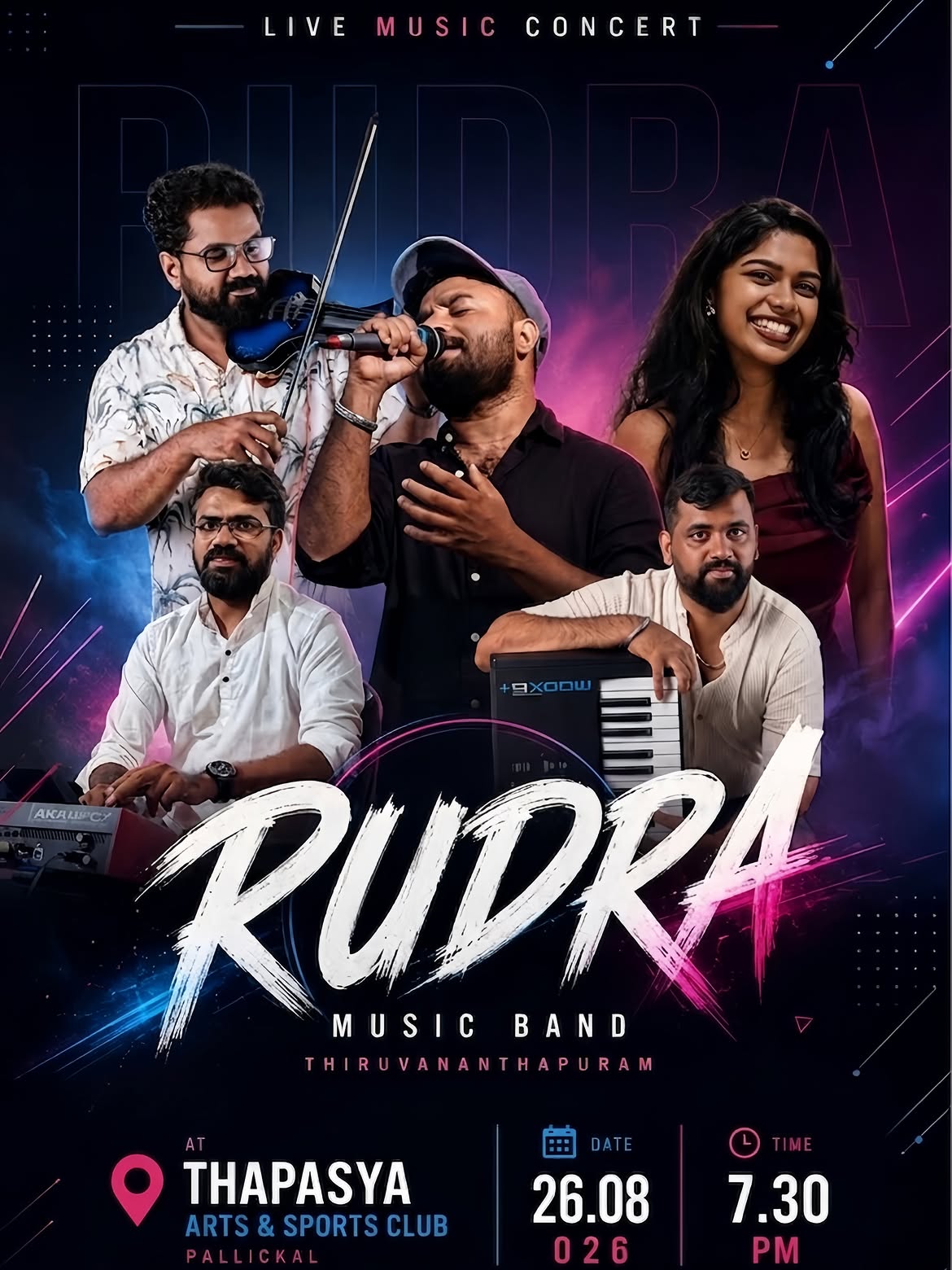 Onam 2026 Live Music Concert by Rudra Music Band | Thapasya Arts & Sports Club, Pallickal