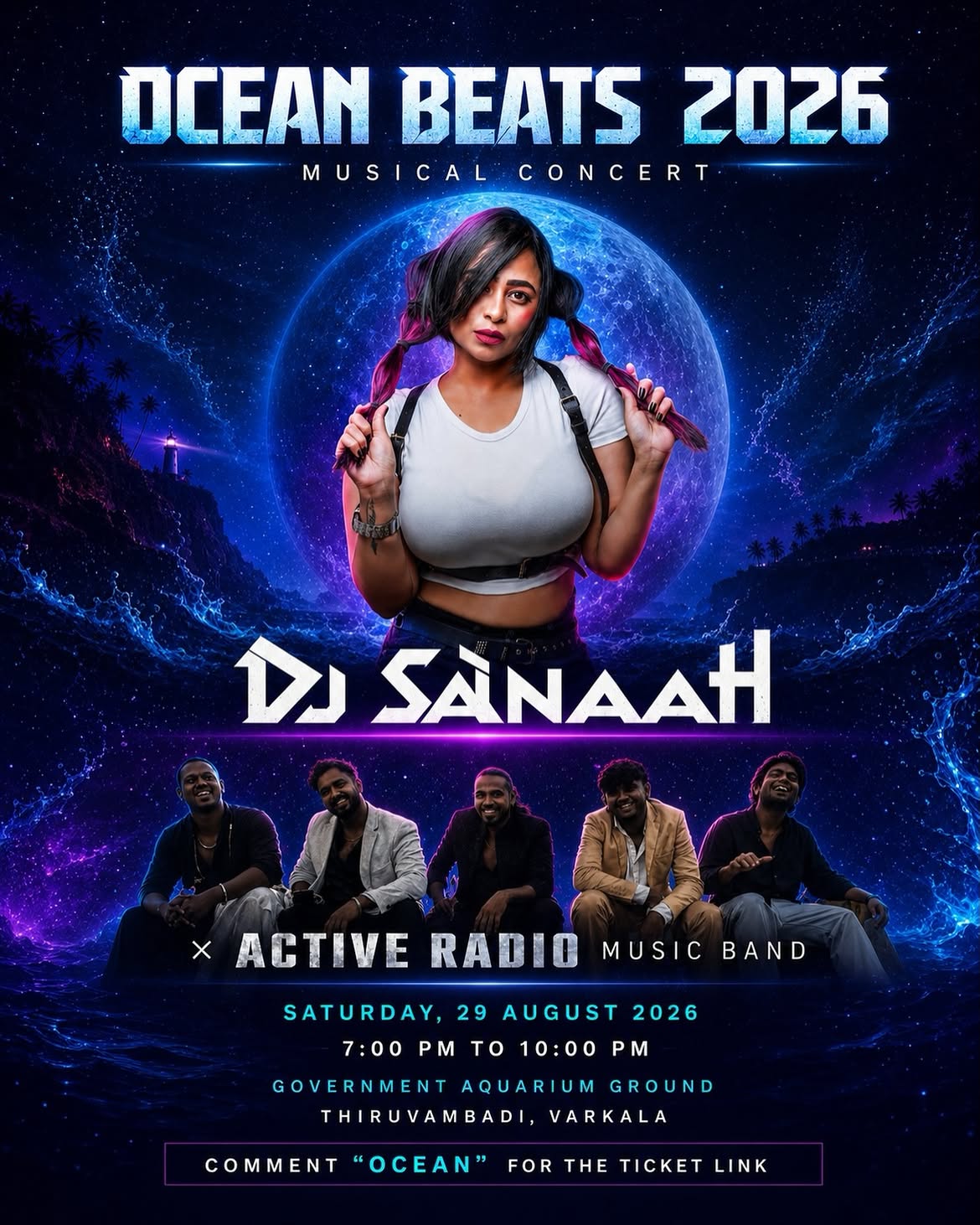 Ocean Beats 2026 Ft. DJ Sanaah & Active Radio Music Band | Government Aquarium Ground, Varkala