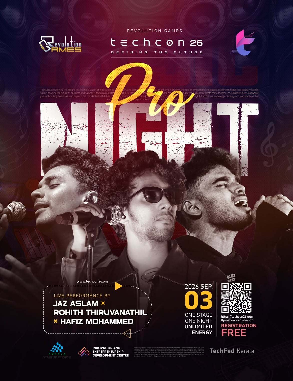 TECHCON 26 | Pro Night by Jaz Aslam, Hafiz Mohammed & Rohith Thiruvanathil | Grand Hall, KINFRA Kochi