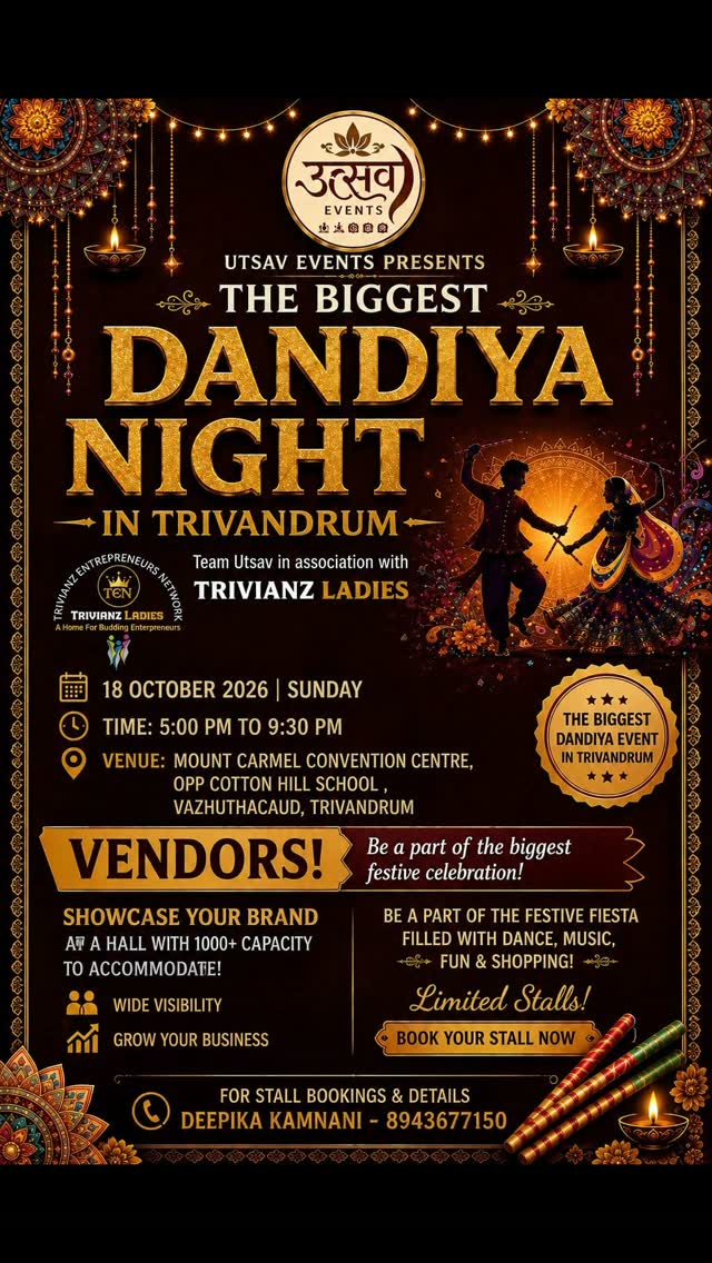 The Biggest Dandiya Night in Trivandrum | Mount Carmel Convention Centre, Vazhuthacaud, Trivandrum
