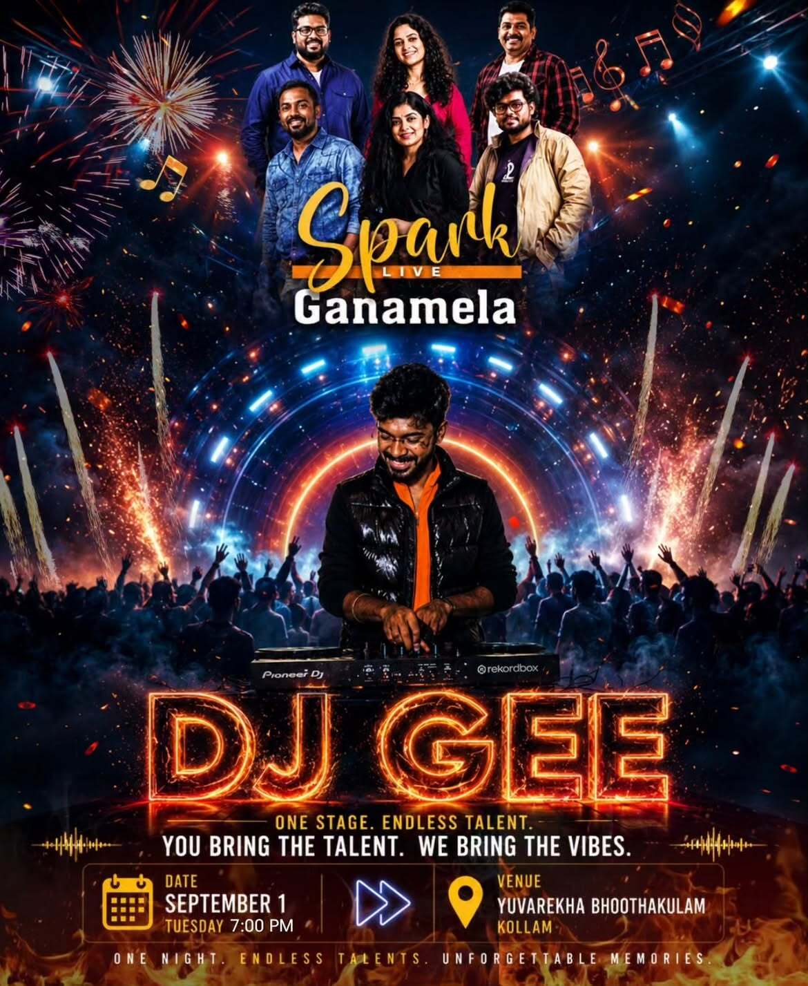 Spark Live Ganamela | DJ Gee | Yuvarekha Bhoothakulam, Kollam