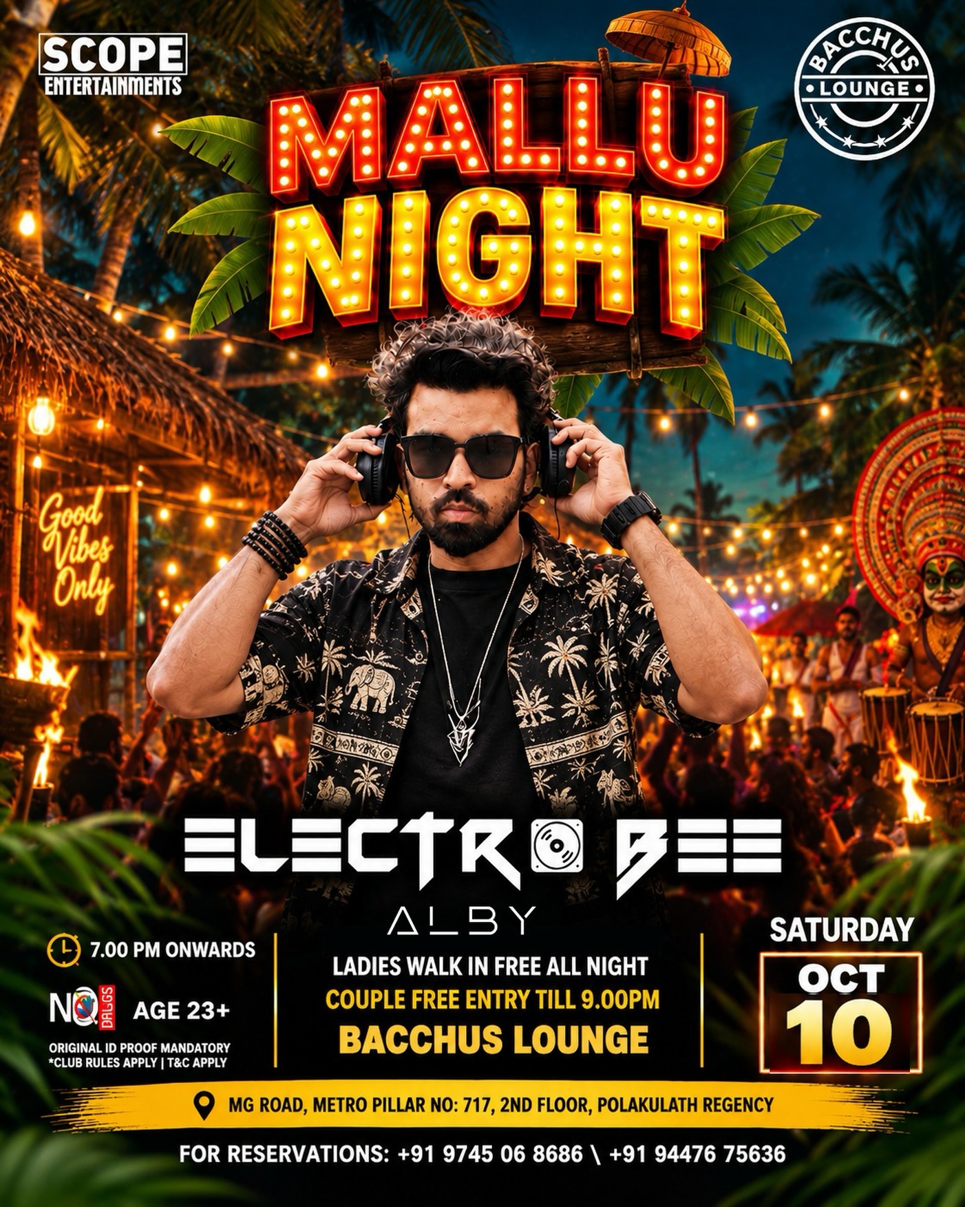 MALLU NIGHT with Electro Bee | Bacchus Lounge, MG Road, Kochi