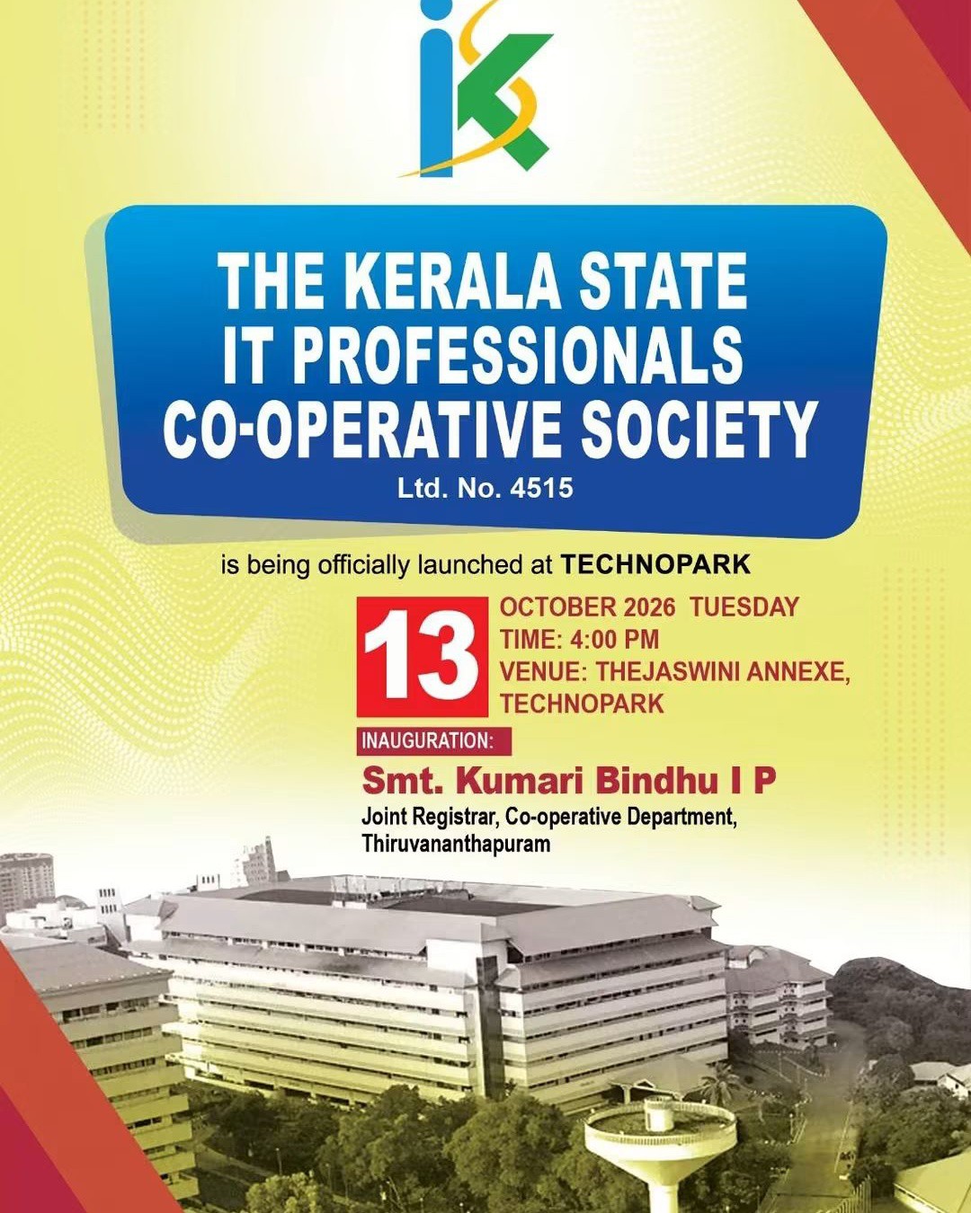 The Kerala State IT Professionals Co-operative Society (KSITPCS) Official Launch | Thejaswini Annexe, Technopark, Thiruvananthapuram