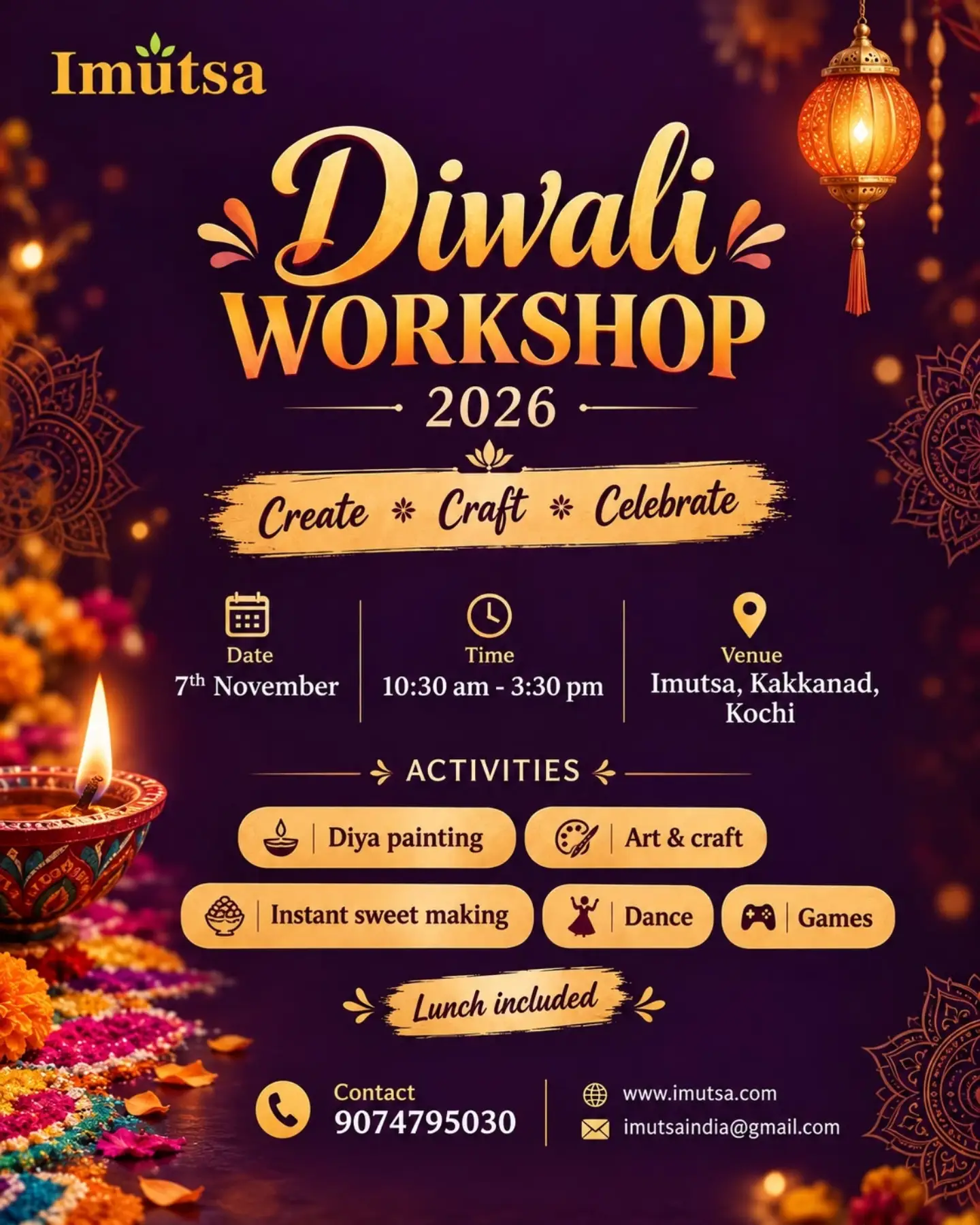 Diwali Workshop 2026 | Imutsa, Edachira, Kakkanad, Kochi