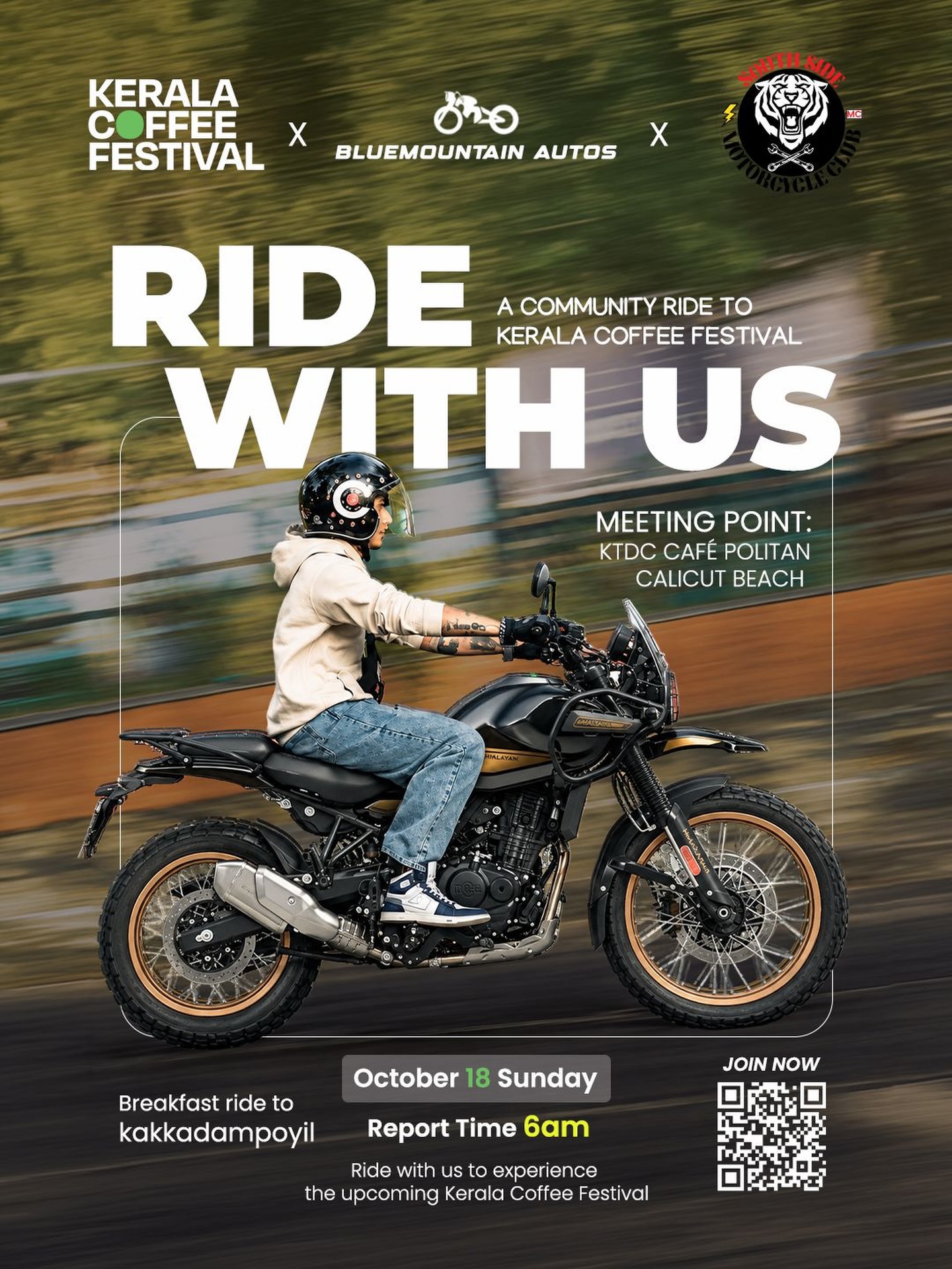 Ride With Us | Kerala Coffee Festival Community Motorcycle Ride, KTDC Cafรฉ Politan, Calicut Beach