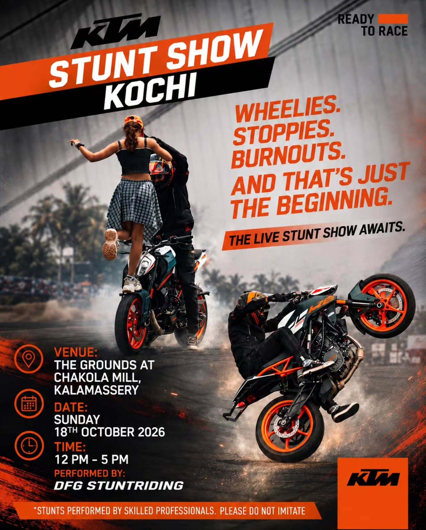 DFG Stunt Riding Live at The Grounds, Chakola Mill, Kalamassery, Kochi