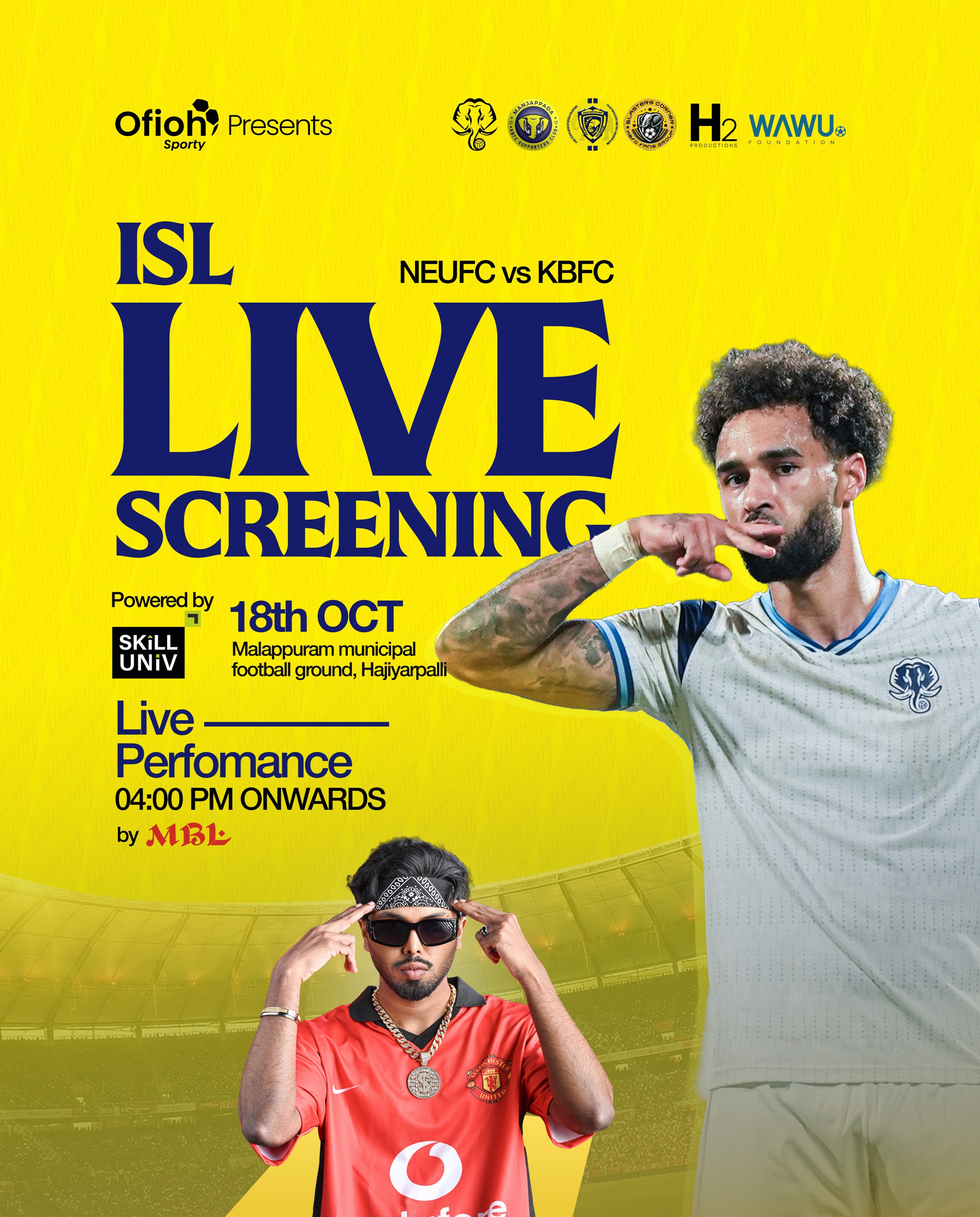 ISL Live Screening: NEUFC vs KBFC | Malappuram Municipal Football Ground, Hajiyarpalli, Malappuram
