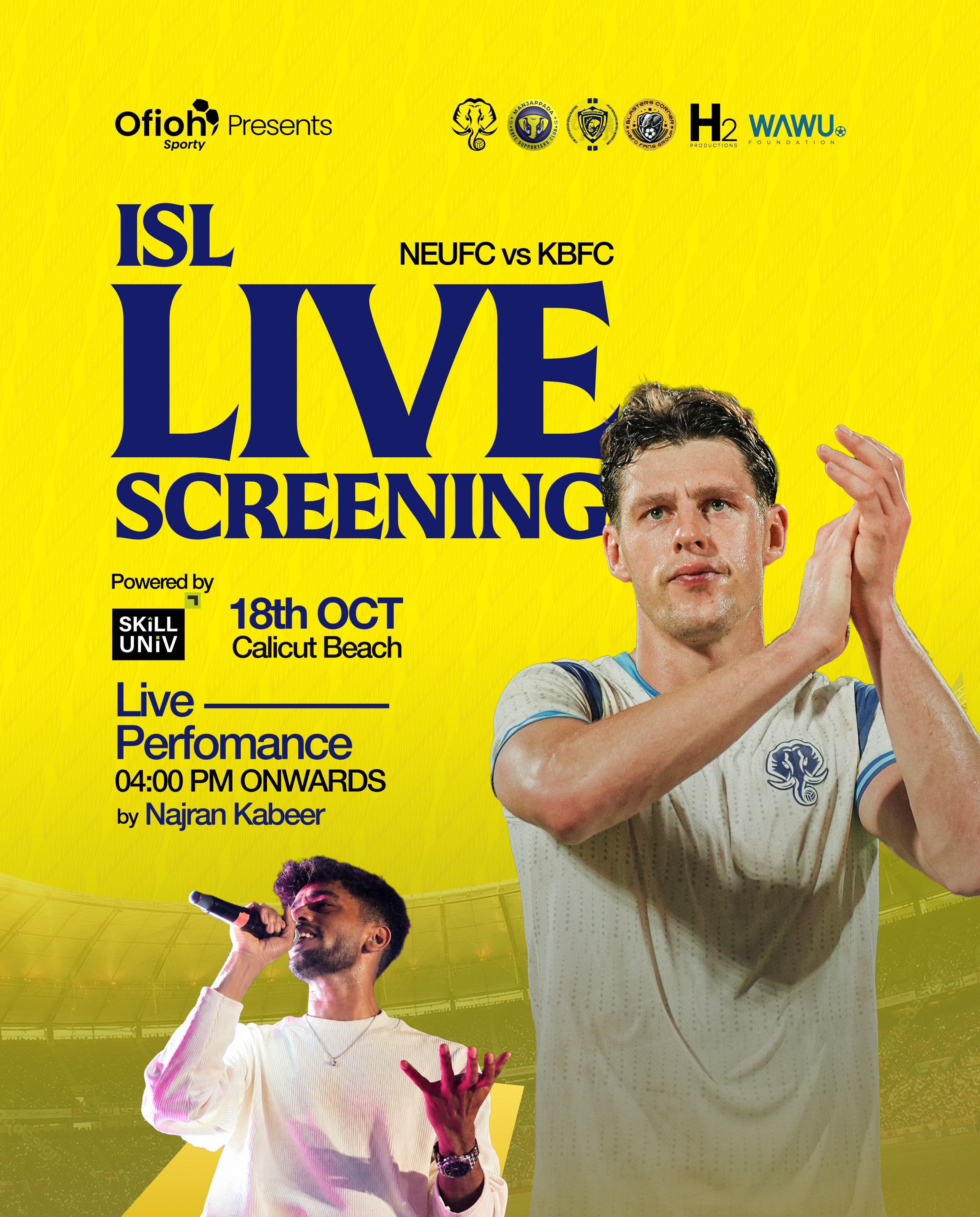 ISL Live Screening: NEUFC vs KBFC with Najran Kabeer | Calicut Beach, Kozhikode