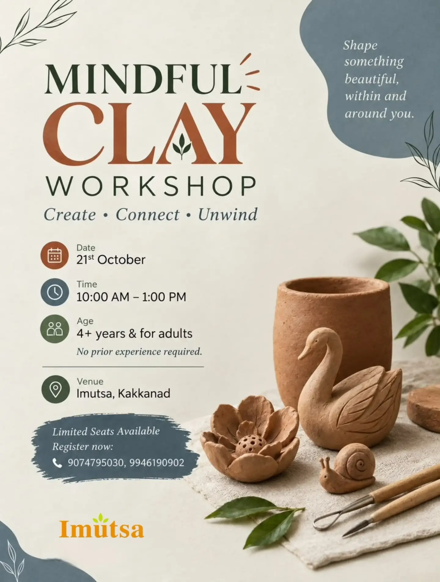 Mindful Clay Workshop | Imutsa, Kakkanad, Kochi