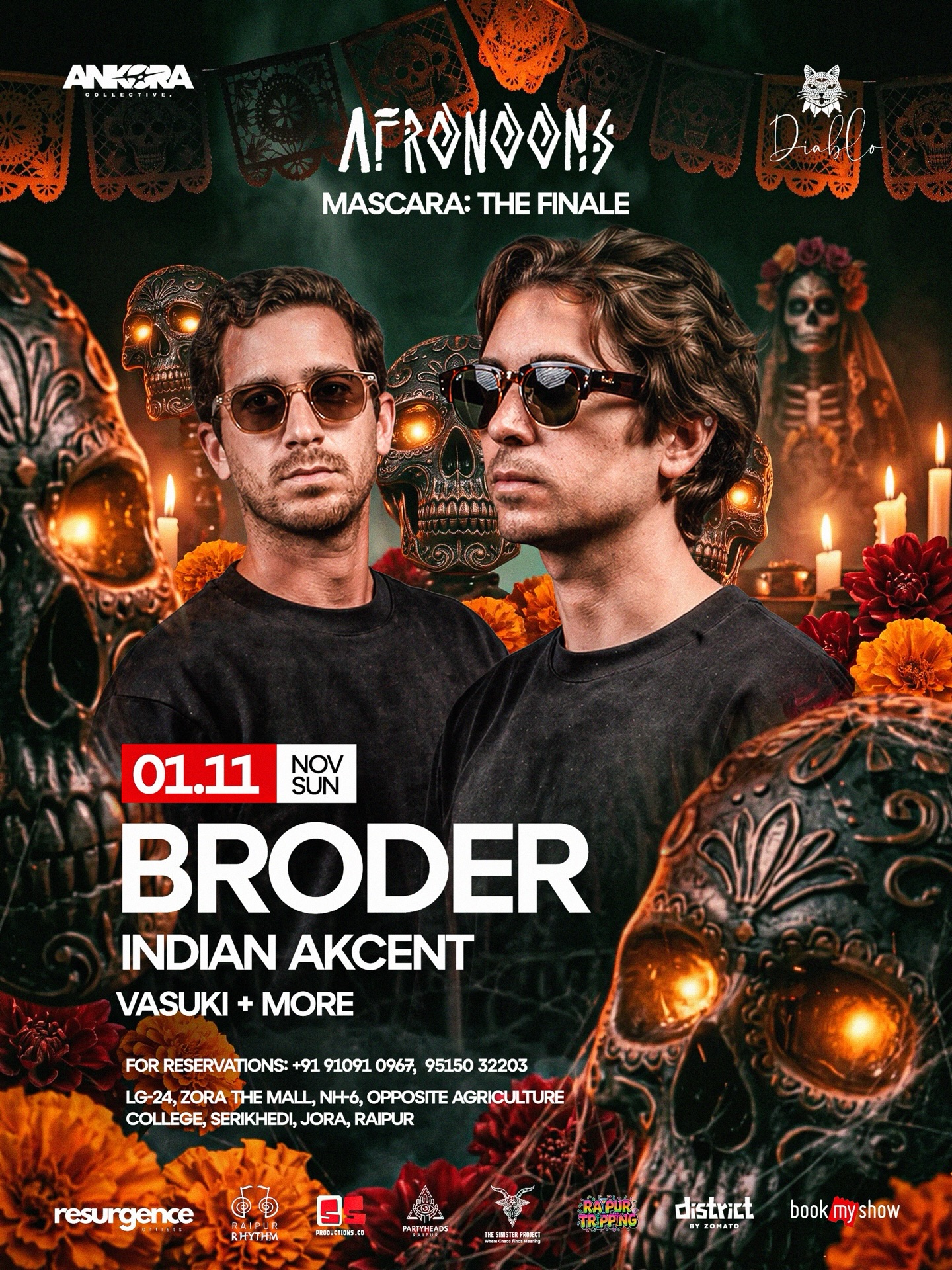 AFRONOONS: MASCARA: THE FINALE featuring BRØDER, INDIAN AKCENT & VASUKI | Diablo, Zora The Mall, Raipur