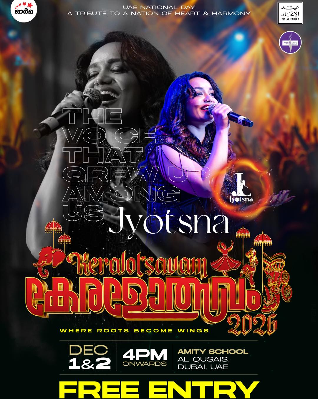Jyotsna Live at Keralotsavam 2026 | Amity School, Al Qusais, Dubai