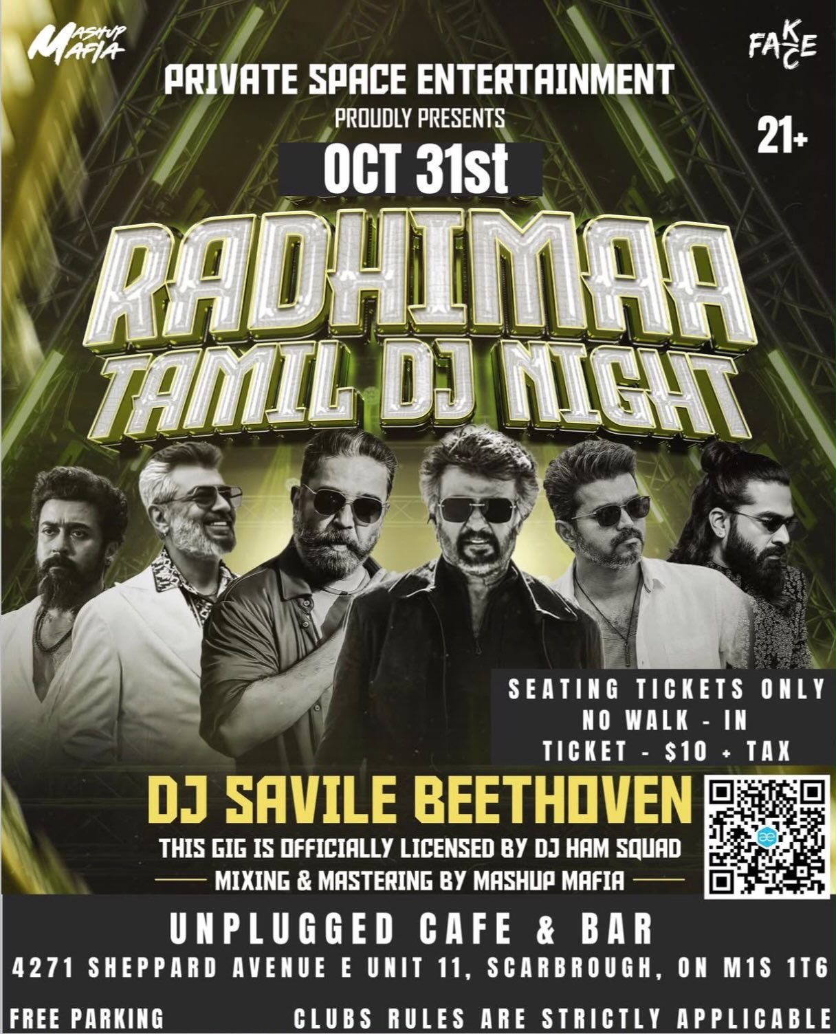 RADHIMAA TAMIL DJ NIGHT – HALLOWEEN EDITION | Unplugged Cafe & Bar, Scarborough, Toronto