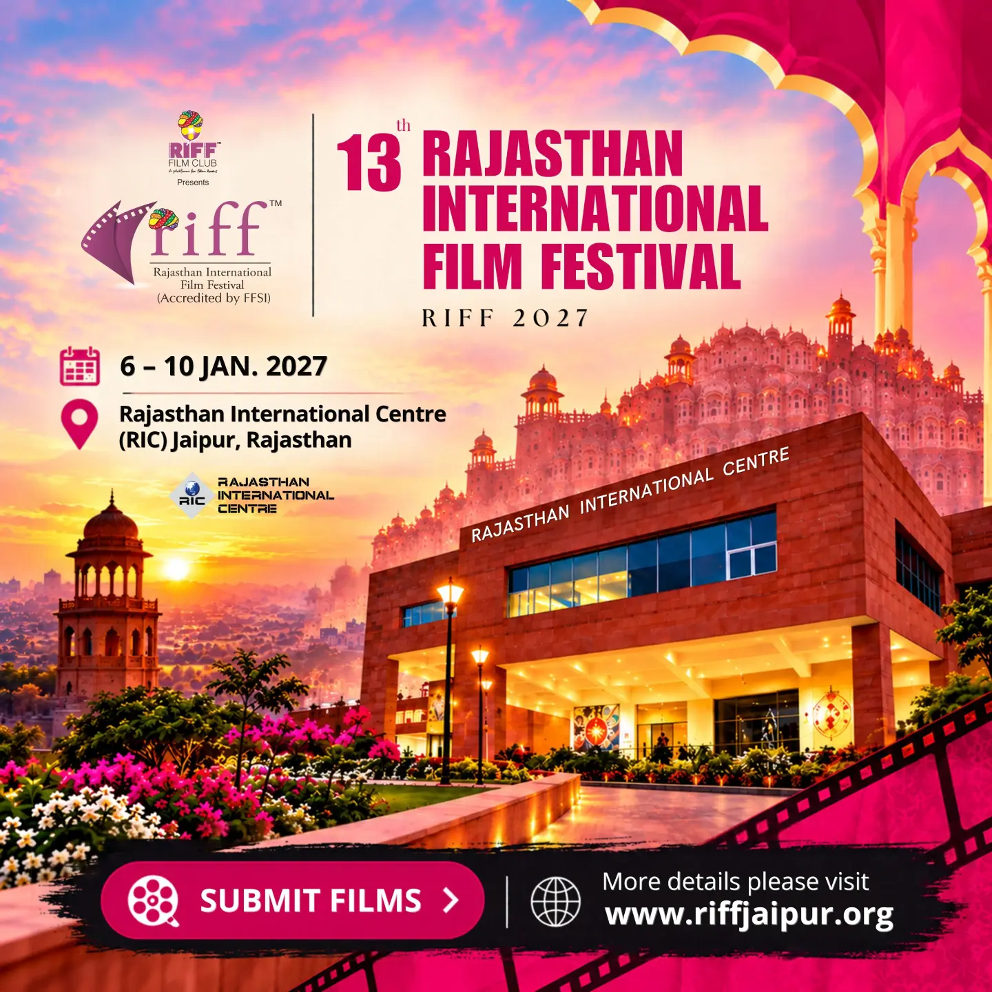 13th Rajasthan International Film Festival (RIFF 2027) | Rajasthan International Centre, Jaipur, Rajasthan