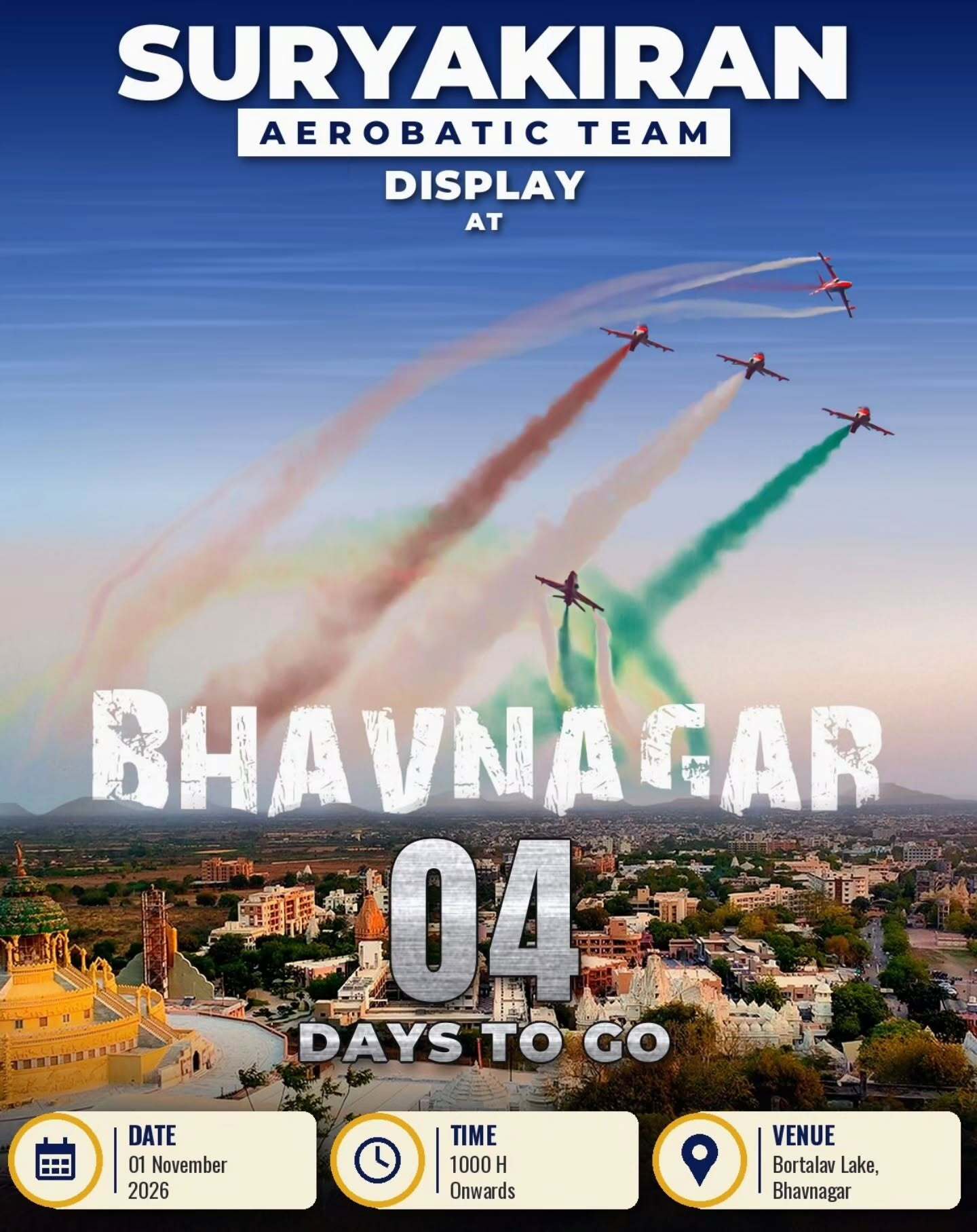 Suryakiran Aerobatic Team Display | Bortalav Lake, Bhavnagar, Gujarat