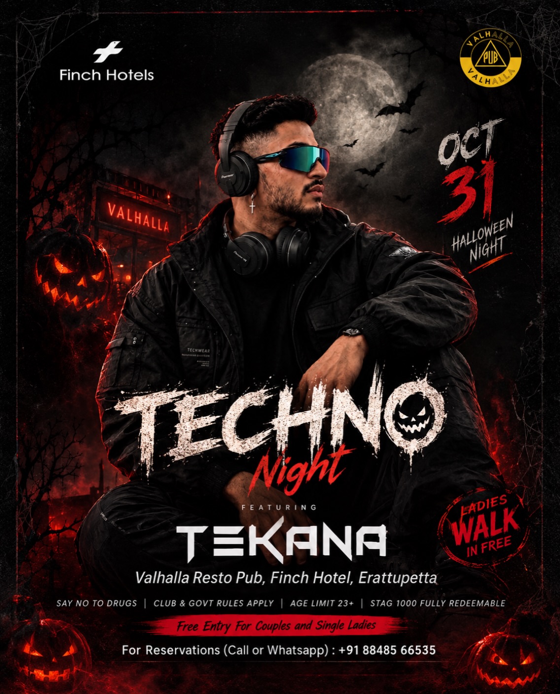 Techno Night featuring TEKANA | Valhalla Resto Pub, Finch Hotel, Erattupetta