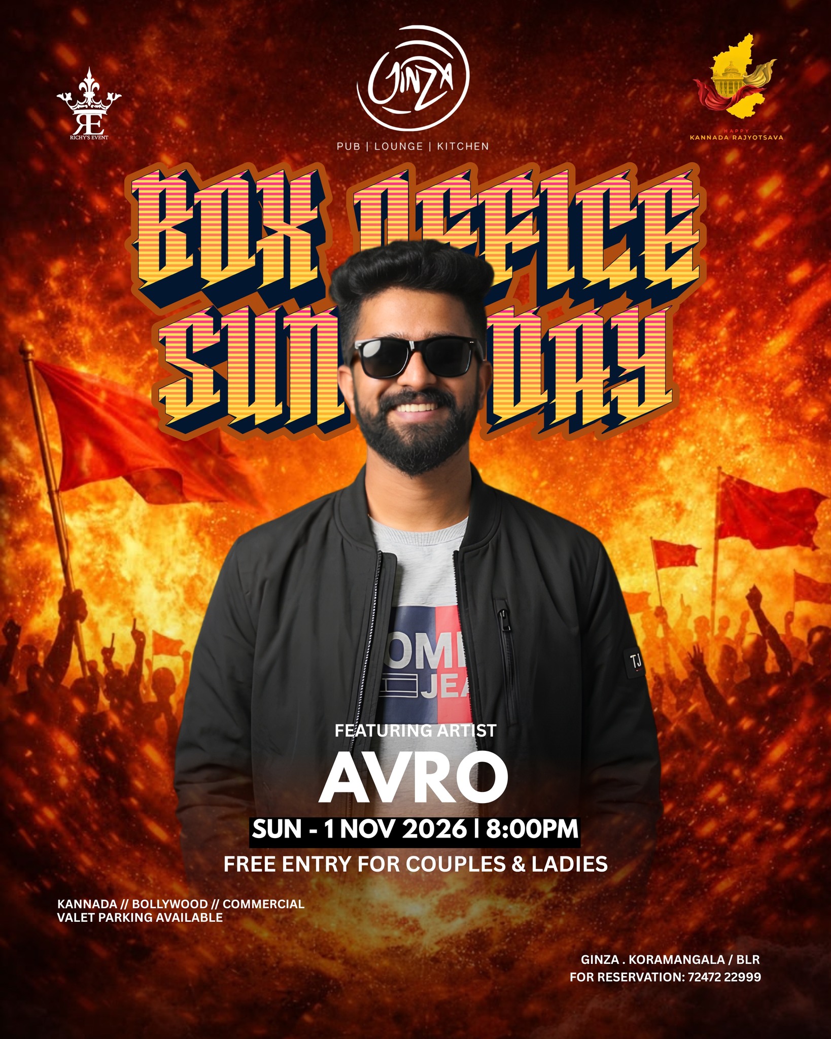 Bangalore Sunday – Kannada Mass Vibes featuring AVRO | Ginza Pub, Koramangala, Bengaluru