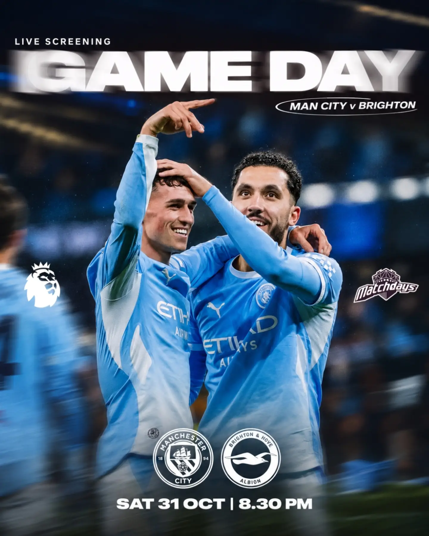 Premier League Live Screening: Manchester City vs Brighton & Hove Albion | Matchdays, Kaloor, Kochi